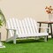 Costway 2 Person Adirondack Chair Kid Solid Wood Loveseat Backrest Arm Rest Patio Coffee/White/Gray